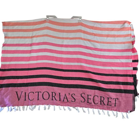 Victoria's Secret Cotton Striped Pink Blanket - Picture 1 of 6